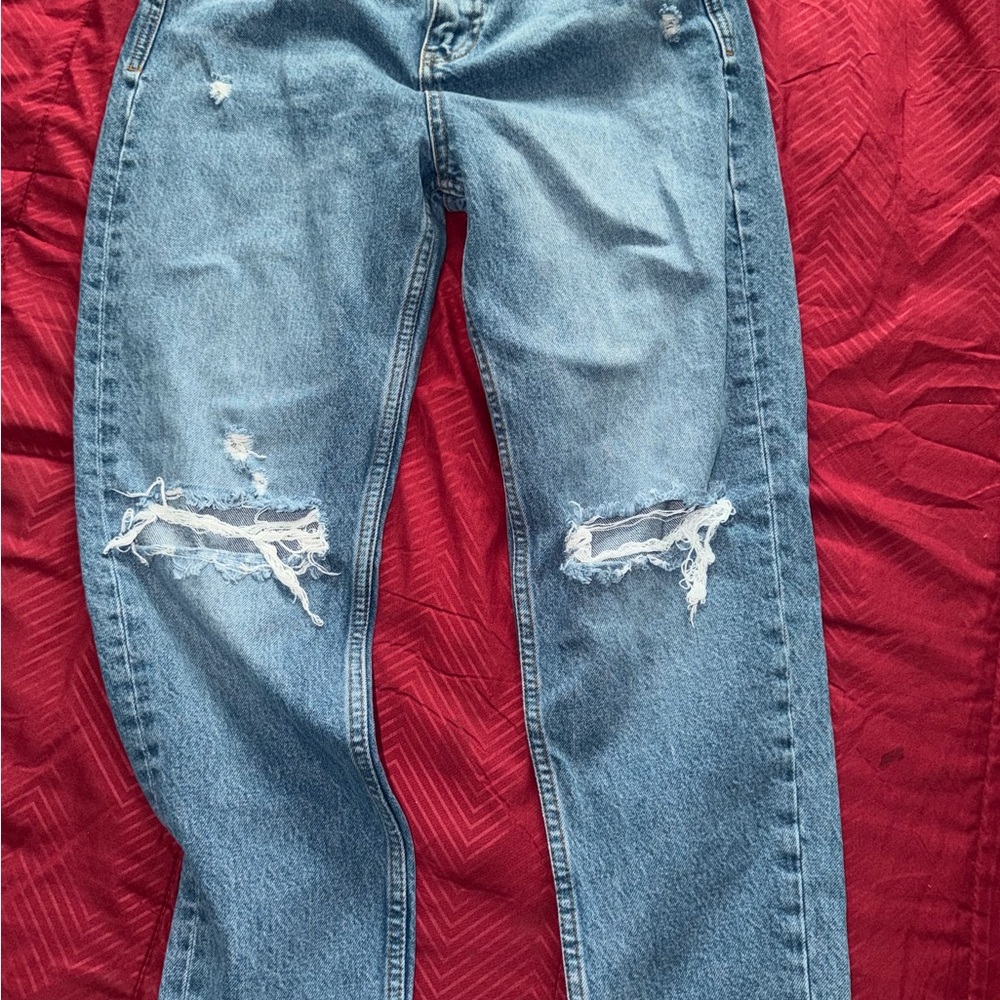 Zara Light Blue Distressed Boyfriend Jeans